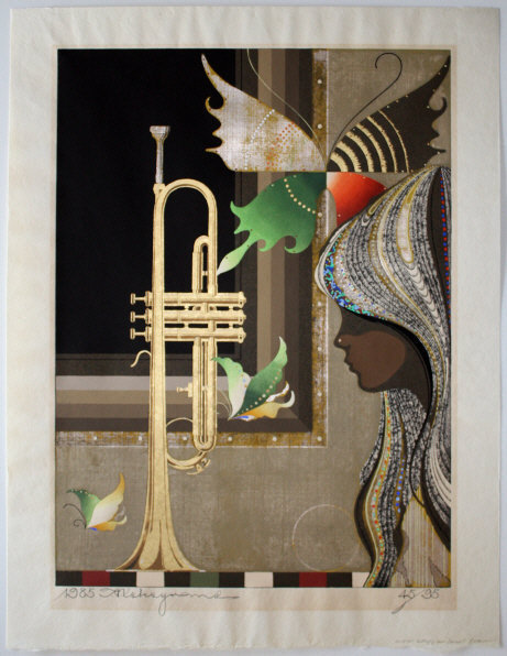 Japanese Ltd. Ed. Woodblock Print Tadashi Nakayama Butterflies Trumpet