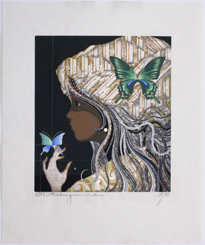 Japanese Ltd. Ed. Woodblock Print Tadashi Nakayama Butterfly Girl