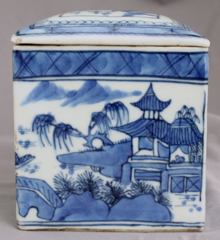 Chinese Qing Blue & White Export Porcelain Canton Tea Canister
