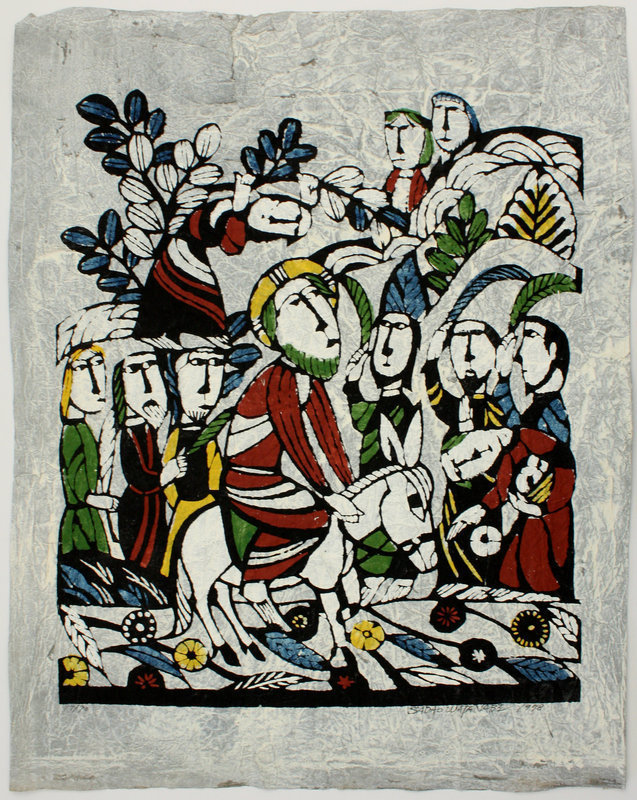 Japanese Kappa-ban Stencil Print Sadao Watanabe Entry into Jerusalem