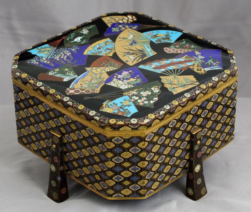 Rare Japanese Meiji period Cloisonne Enamel Kashiki Sweets Box