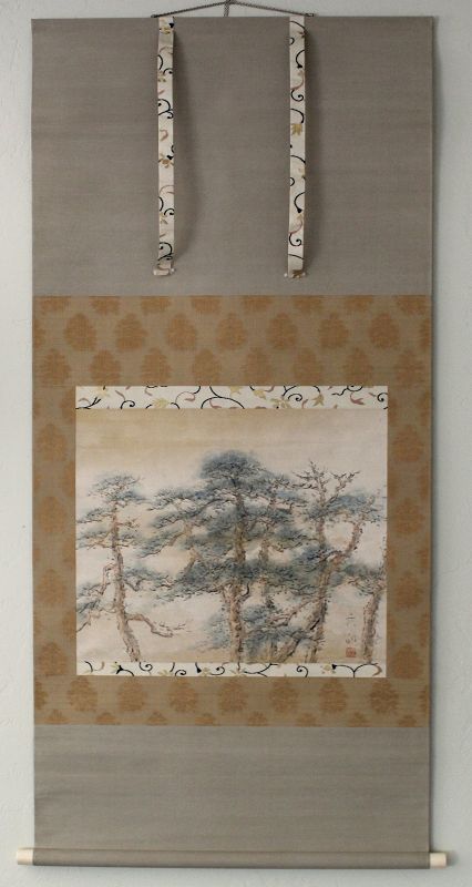 Vintage Japanese Showa Scroll Painting by Uda Tekison (1896-1980)