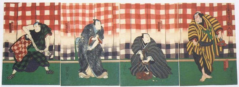 Japanese Woodblock Print Quadriptych - Osaka Edo Actor