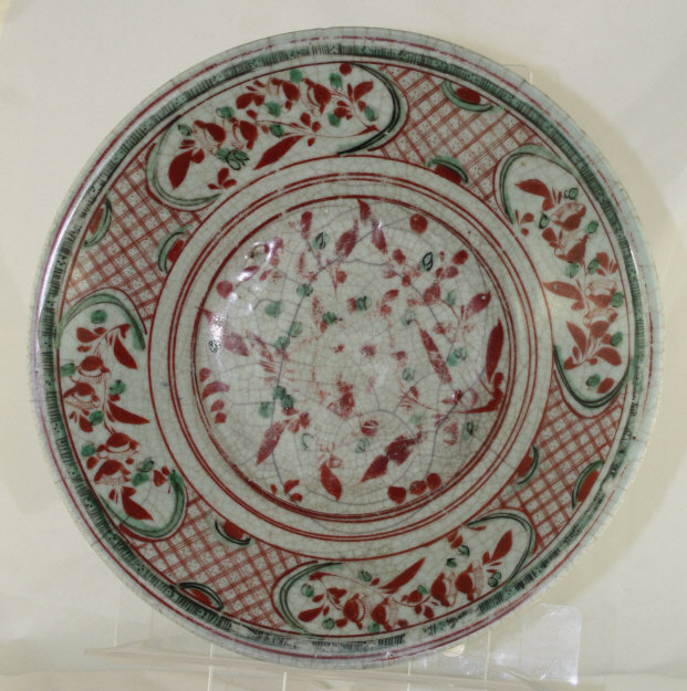 13" Chinese Ming Zhangzhou Swatow Polychrome Porcelain Charger