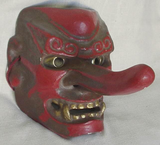 Old Japanese Mingei Folk Art Kabuki Theater Mask Tengu