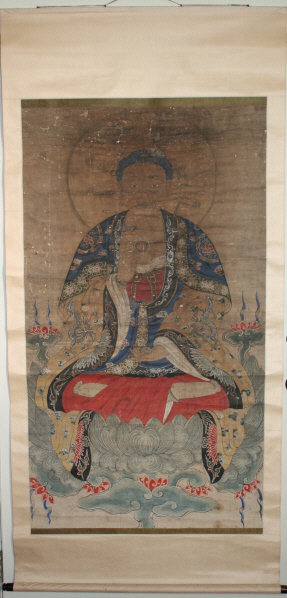 Taiwanese Chinese Qing Scroll Painting Medicine Buddha