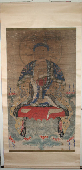 Taiwanese Chinese Qing Scroll Painting Medicine Buddha