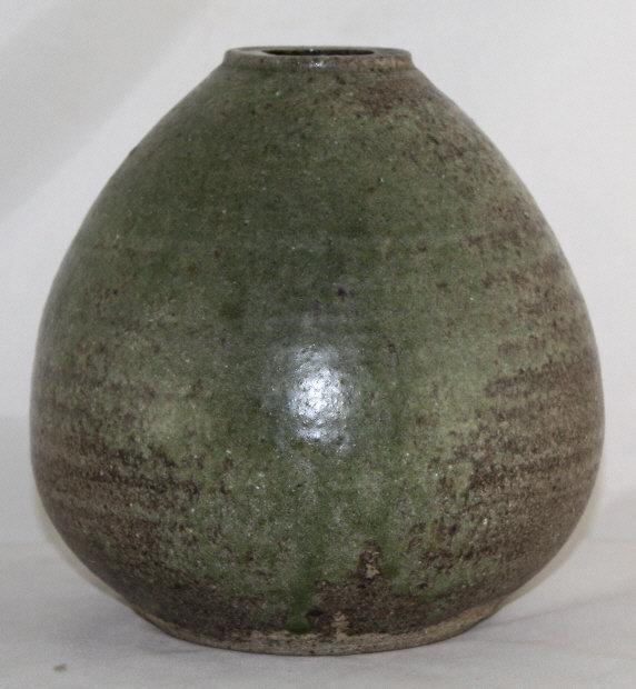 Japanese Mashiko Stoneware Teardrop Vase with Potter’s Seal 7.5" High