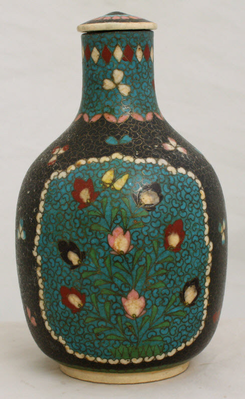 Japanese Meiji Totai Shippo Cloisonne Kinkozan Satsuma Bottle Vase