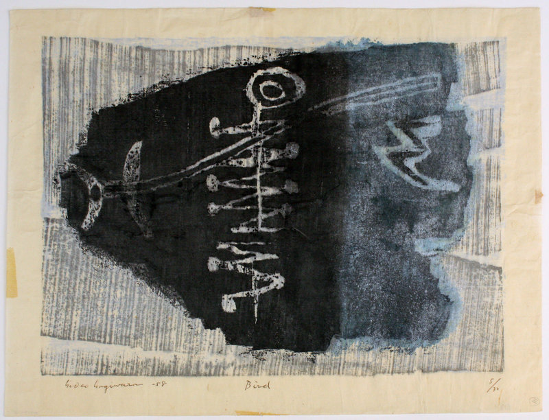 Japanese Limited-edition Hideo Hagiwara Woodblock print "Bird"