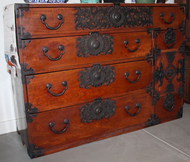 Japanese Meiji Sendai Style Zelkova Keyaki Wood Tansu Chest