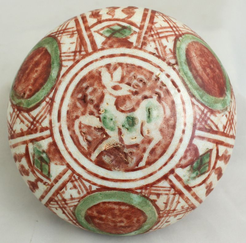 Chinese Ming Zhangzhou Swatow Porcelain Scholar's Seal Paste Box Deer