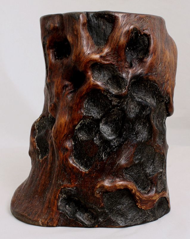 Chinese Qing Natural Root Form Scholar's Bitong Brushpot Brush Pot