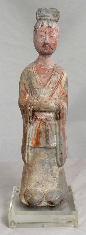 Chinese Tang Dynasty Pottery Civil Official Tomb Figure Attendant