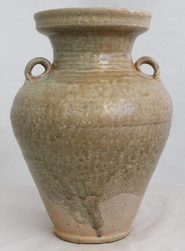 11" Chinese Jin Dynasty Yue Ware Celadon Vase Dish Mouth Pan Kou Hu
