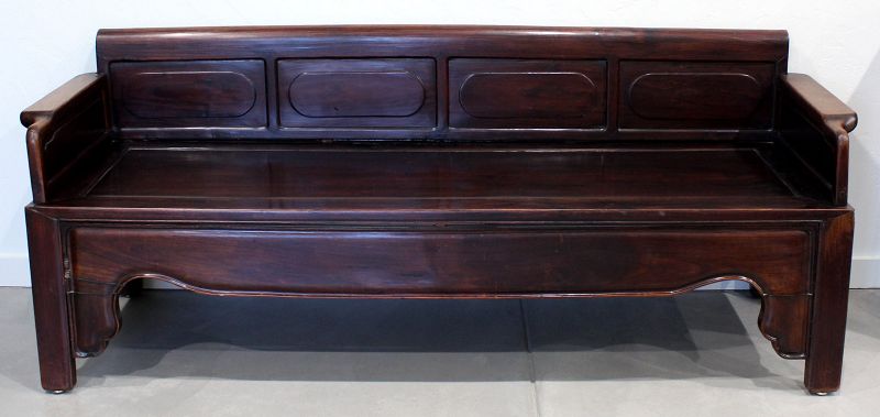 75" Long Chinese Qing Dynasty Hardwood Rosewood Bench