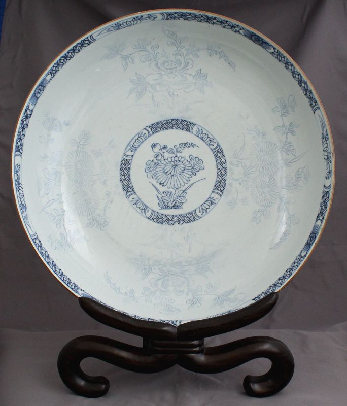 Chinese Qing Qianlong Dan Miao Qing Hua Blue White Porcelain Charger