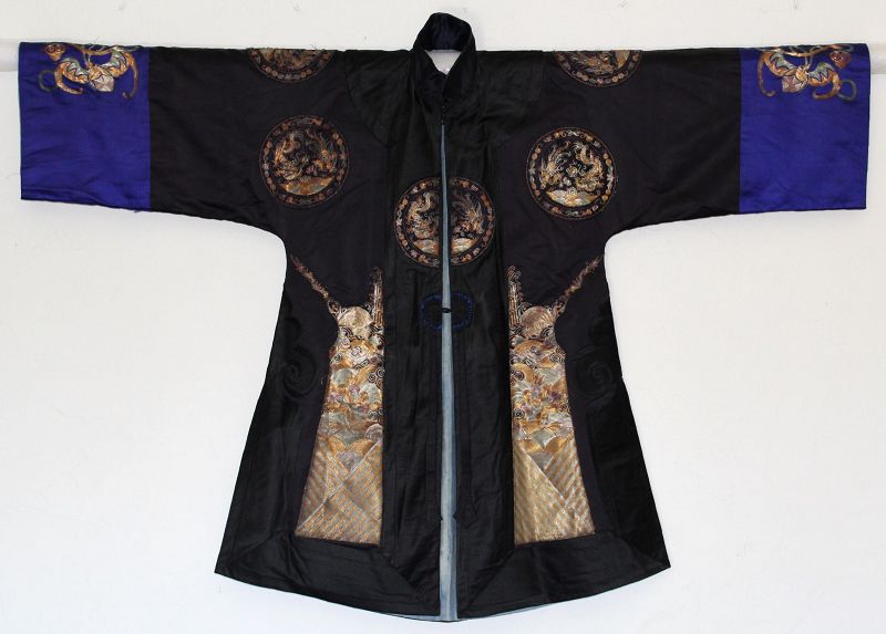 Chinese Qing Woman's Lady's Han Style Silk Embroidered Robe Bat Peach