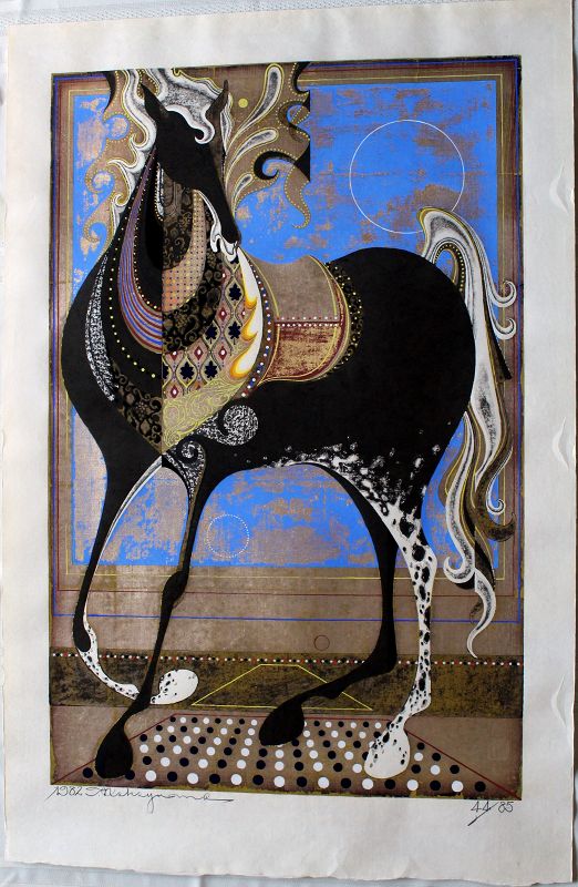 Large Japanese Woodblock Print Tadashi Nakayama Afternoon in Blue