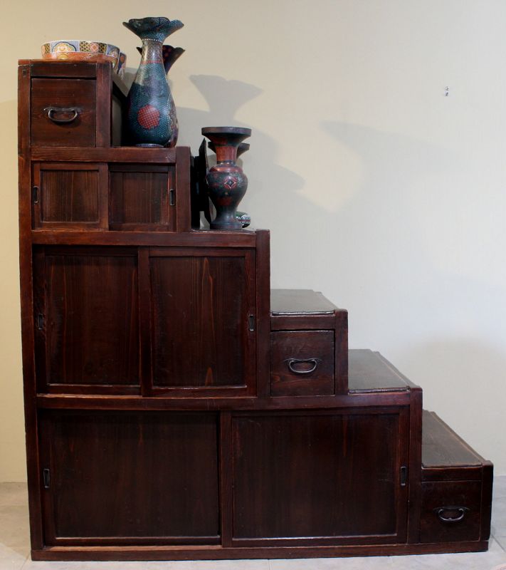 Extra Large Single Section Japanese Edo to Meiji Kaidan Step Tansu