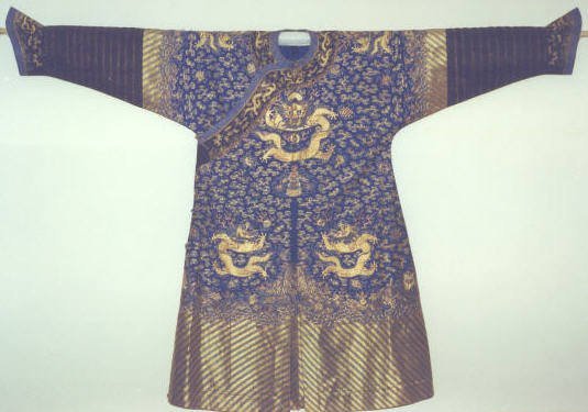 Chinese Qing Silk Embroidered Nine 5-clawed Dragon Robe