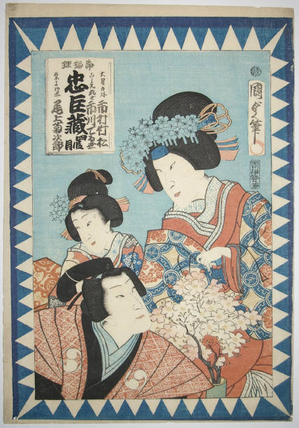 Kunisada II Japanese Edo Woodblock Print Joruri Chushingura Actors