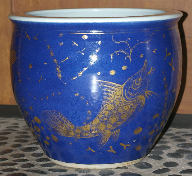 Chinese Guangxu Powder Blue Gilt Jardiniere Cache Pot Fish Bowl